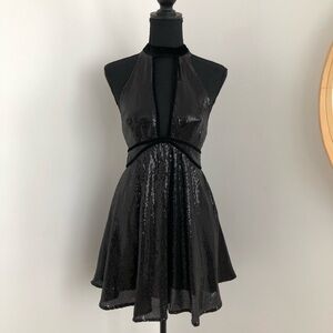 Free People Black Sequin Backless Dress